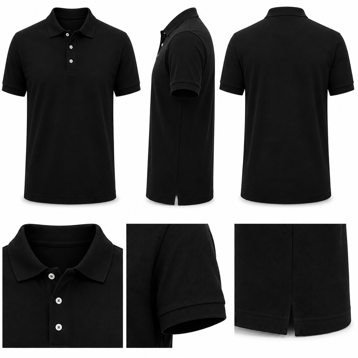 Polo Camisero Hombre Negro