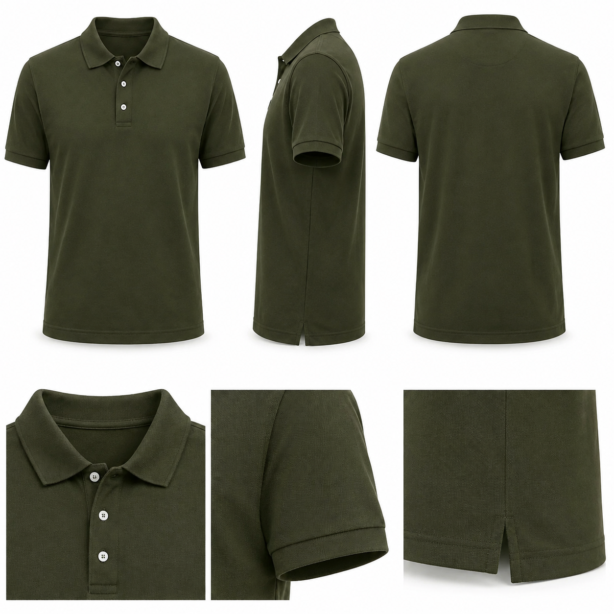 Polo Camisero Hombre Verde Olivo